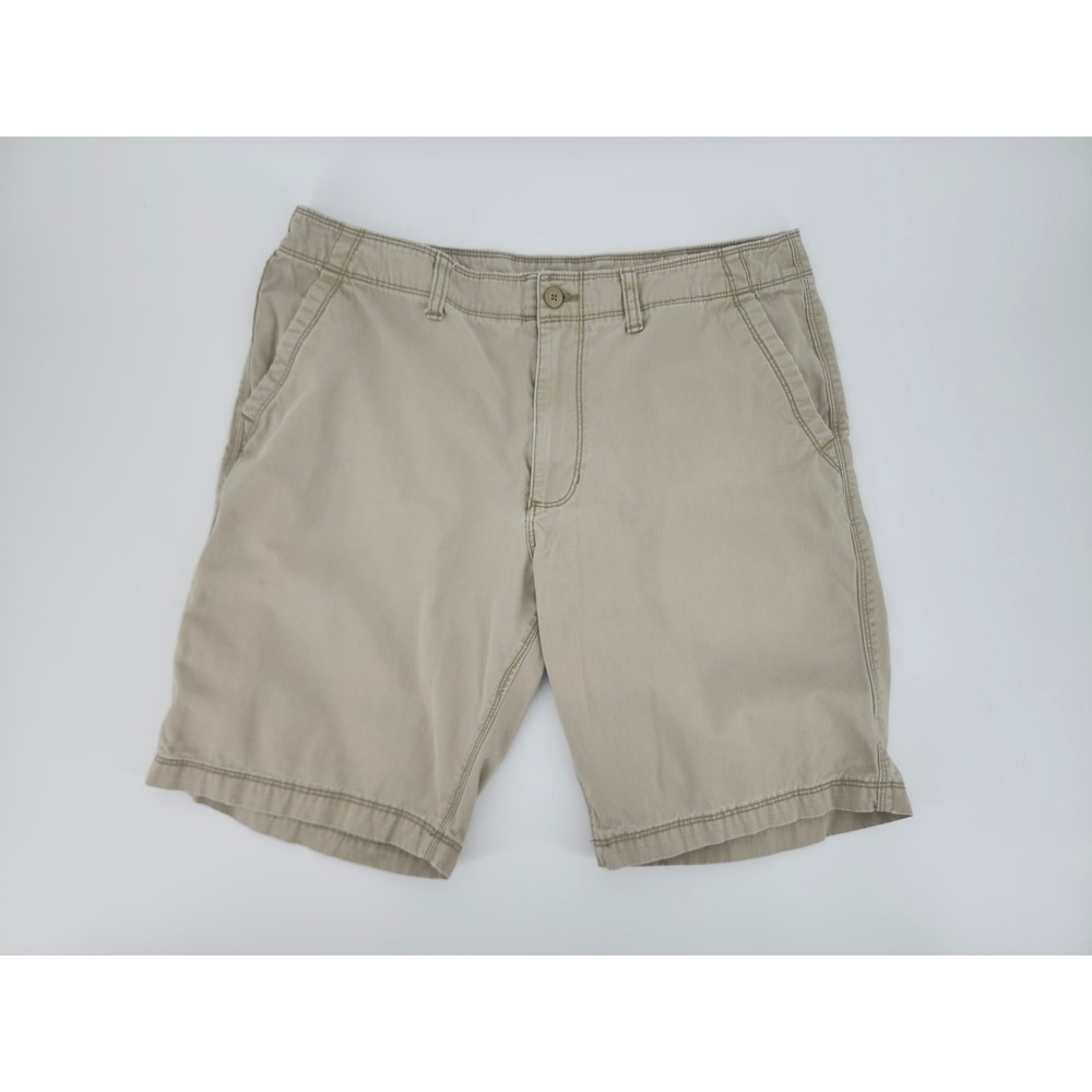 Old Navy Mens Chino Uniform Shorts Khaki Tan Size 36 Flat Front Cotton Twill